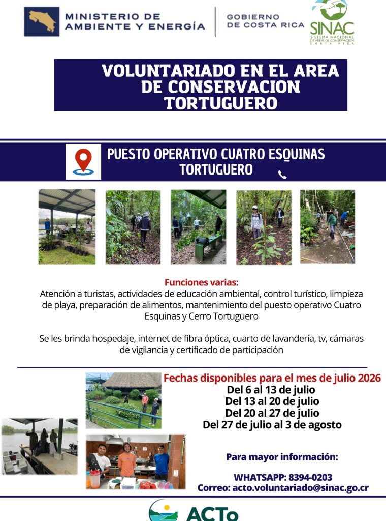 Voluntariado en el Area de Conservacion Tortuguero